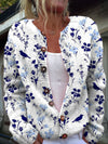 Adelaide | Vintage Floral Bird Print Button-Front Cardigan