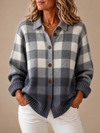 OMBRE | PLAID BUTTON CARDIGAN