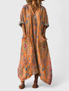 Indra | Cotton Boho Print Front Pocket Maxi Dress