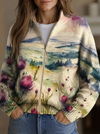 Fiona | Thistle Landscape Zip Cardigan