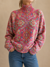 Isla | Retro Floral Turtleneck
