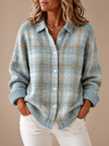 KINSLEIGH™ | SKY PLAID BUTTON CARDIGAN