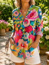 DELIANE | VIBRANT ARTISTIC BUTTON-UP BLOUSE