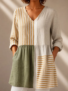 CAMILLE | LONG BLOUSE WITH V-NECK